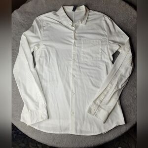 Lululemon White Button Down Shirt Mens Medium Long Sleeve Single Pocket